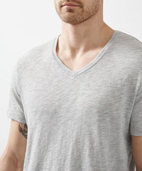 Heather Grey Slub Jersey V-Neck Tee | Men's Short Sleeve Tee by ATM Anthony Thomas Melillo