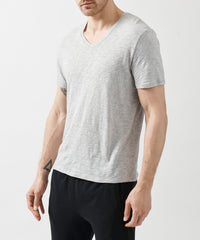Heather Grey Slub Jersey V-Neck Tee | Men's Short Sleeve Tee by ATM Anthony Thomas Melillo