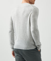 Heather Silver Recycled Cashmere Exposed Seam Crew Neck Sweater | Men's Sweater by ATM Anthony Thomas Melillo