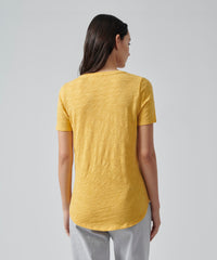 Honey Gold Slub Jersey Classic V-Neck Tee | Women's Cotton Short Sleeve Tee by ATM Anthony Thomas Melillo