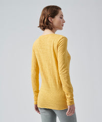 Honey Gold Slub Jersey Long Sleeve Destroyed Wash Tee | Women's Cotton Long Sleeve Tee by ATM Anthony Thomas Melillo