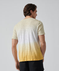 Honey Gold/ White/ Dune Bar Slub Jersey Crew Neck Tee | Men's Cotton Short Sleeeve Tee by ATM Anthony Thomas Melillo
