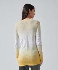 Honey Gold/ White/ Dune Bar Slub Jersey Long Sleeve Destroyed Wash Tee | Women's Cotton Long Sleeve Tee by ATM Anthony Thomas Melillo
