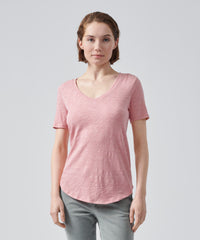 Juneberry Slub Jersey Classic V-Neck Tee | Women's Cotton Short Sleeve Tee by ATM Anthony Thomas Melillo