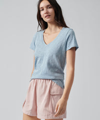 Marina Slub Jersey Schoolboy V-Neck Tee | Women's Cotton Short Sleeve Tee by ATM Anthony Thomas Melillo