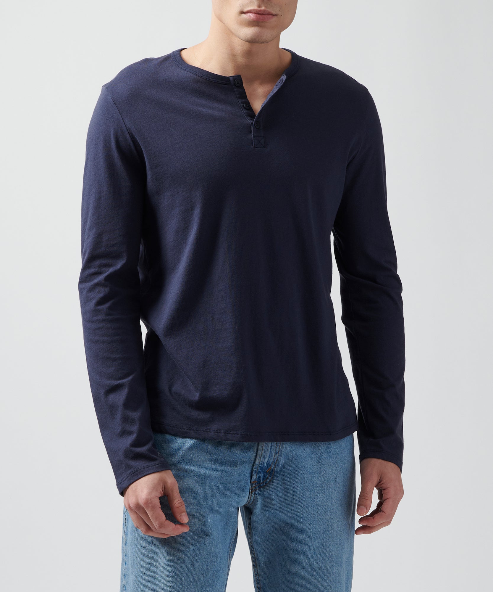 Classic Jersey Long Sleeve Henley - Midnight