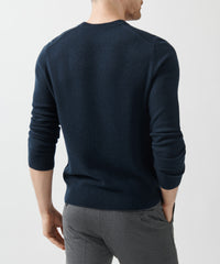 Midnight Recycled Cashmere Exposed Seam Crew Neck Sweater | Men's Sweater by ATM Anthony Thomas Melillo