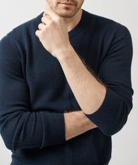 Midnight Recycled Cashmere Exposed Seam Crew Neck Sweater | Men's Sweater by ATM Anthony Thomas Melillo