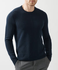Midnight Recycled Cashmere Exposed Seam Crew Neck Sweater | Men's Sweater by ATM Anthony Thomas Melillo