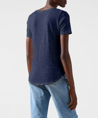 Midnight Slub Jersey V-Neck Tee | Women's Cotton Short Sleeve Tee by ATM Anthony Thomas Melillo