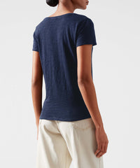 Midnight Slub Jersey Schoolboy V-Neck Tee | Women's Cotton Short Sleeve Tee by ATM Anthony Thomas Melillo