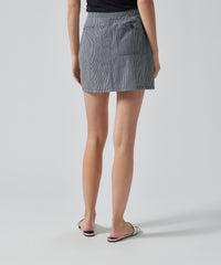 Naval Blue Combo Cotton Blend Railroad Stripe Skirt | Women's Skirt by ATM Anthony Thomas Melillo