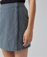 Naval Blue Combo Cotton Blend Railroad Stripe Skirt | Women's Skirt by ATM Anthony Thomas Melillo