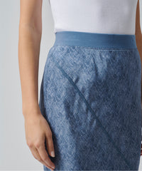 Naval Blue Combo Silk Charmeuse Pull-On Skirt | Women's Skirt by ATM Anthony Thomas Melillo