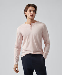 Oyster Pink Classic Jersey Long Sleeve Henley | Men's Cotton Long Sleeeve Tee by ATM Anthony Thomas Melillo