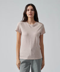 Oyster Pink Donegal Jersey Schoolboy Crew Neck Tee | Women's Cotton Short Sleeve Tee by ATM Anthony Thomas Melillo