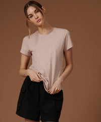 Oyster Pink Donegal Jersey Schoolboy Crew Neck Tee | Women's Cotton Short Sleeve Tee by ATM Anthony Thomas Melillo
