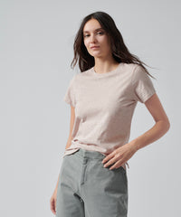 Oyster Pink Donegal Jersey Schoolboy Crew Neck Tee | Women's Cotton Short Sleeve Tee by ATM Anthony Thomas Melillo