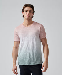 Oyster Pink/ White/ Surf Green Slub Jersey Crew Neck Tee | Men's Cotton Short Sleeeve Tee by ATM Anthony Thomas Melillo
