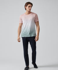 Oyster Pink/ White/ Surf Green Slub Jersey Crew Neck Tee | Men's Cotton Short Sleeeve Tee by ATM Anthony Thomas Melillo