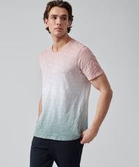 Oyster Pink/ White/ Surf Green Slub Jersey Crew Neck Tee | Men's Cotton Short Sleeeve Tee by ATM Anthony Thomas Melillo