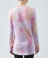 Pink Gardenia Jelly Fish Slub Jersey Long Sleeve V-Neck Tee | Women's Cotton Long Sleeve Tee by ATM Anthony Thomas Melillo