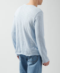 Powder Blue Slub Jersey Destroyed Wash Tee | Men's Cotton Long Sleeve Tee by ATM Anthony Thomas Melillo