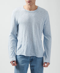 Powder Blue Slub Jersey Destroyed Wash Tee | Men's Cotton Long Sleeve Tee by ATM Anthony Thomas Melillo