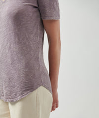 Prune Slub Jersey Classic V-Neck Tee | Women's Cotton Short Sleeve Tee by ATM Anthony Thomas Melillo