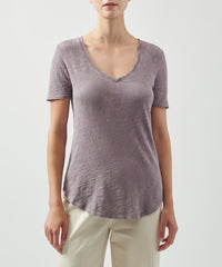 Prune Slub Jersey Classic V-Neck Tee | Women's Cotton Short Sleeve Tee by ATM Anthony Thomas Melillo
