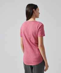Rose Wine Slub Jersey Classic V-Neck Tee | Women's Cotton Short Sleeve Tee by ATM Anthony Thomas Melillo