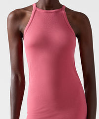 Rosewood Rib High Neck Tank Dress | Women's Dress by ATM Anthony Thomas Melillo