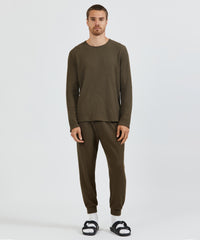 Sable Waffle Knit Long Sleeve Crew Neck Tee - Men's Tee by ATM Anthony Thomas Melillo