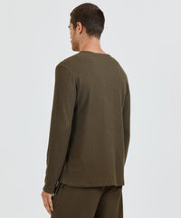 Sable Waffle Knit Long Sleeve Crew Neck Tee - Men's Tee by ATM Anthony Thomas Melillo