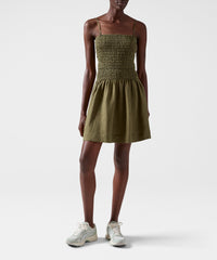 Seaweed Linen Smocked Tube Top | Women's Top by ATM Anthony Thomas Melillo