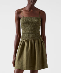 Seaweed Linen Smocked Tube Top | Women's Top by ATM Anthony Thomas Melillo