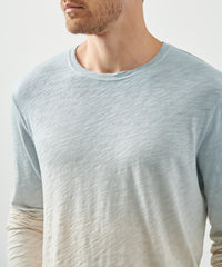 Sparrow/ Winter Sky Slub Jersey Destroyed Wash Tee | Men's Cotton Long Sleeve Tee by ATM Anthony Thomas Melillo