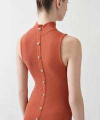 Spice Modal Rib Mock Neck Back Button Placket Dress | Women's Casual Dress by ATM Anthony Thomas Melillo
