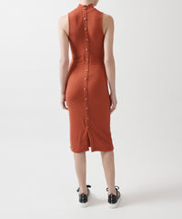 Spice Modal Rib Mock Neck Back Button Placket Dress | Women's Casual Dress by ATM Anthony Thomas Melillo