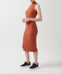 Spice Modal Rib Mock Neck Back Button Placket Dress | Women's Casual Dress by ATM Anthony Thomas Melillo
