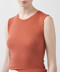 Spice Modal Rib Sleeveless Crew Neck Top | Women's Ribbed Top by ATM Anthony Thomas Melillo