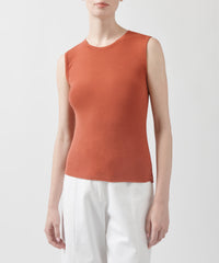 Spice Modal Rib Sleeveless Crew Neck Top | Women's Ribbed Top by ATM Anthony Thomas Melillo