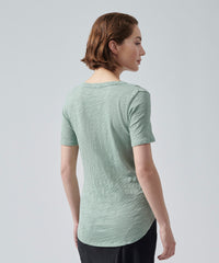 Surf Green Slub Jersey Classic V-Neck Tee | Women's Cotton Short Sleeve Tee by ATM Anthony Thomas Melillo