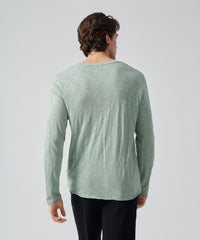 Surf Green Slub Jersey Long Sleeve Destroyed Wash Tee | Men's Cotton Long Sleeeve Tee by ATM Anthony Thomas Melillo