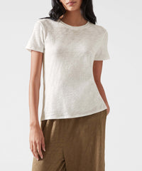 Tan Slub Jersey Schoolboy Crew Neck Tee | Women's Short Sleeve T-Shirt by ATM Anthony Thomas Melillo