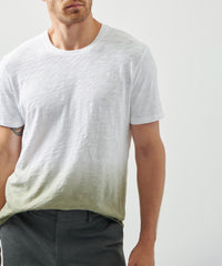 White/ Bay Leaf Slub Jersey Crew Neck Tee | Men's Short Sleeve Tee by ATM Anthony Thomas Melillo