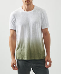 White/ Bay Leaf Slub Jersey Crew Neck Tee | Men's Short Sleeve Tee by ATM Anthony Thomas Melillo