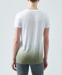 White/ Bay Leaf Slub Jersey Schoolboy Crew Neck Tee | Women's Cotton Short Sleeve Tee by ATM Anthony Thomas Melillo