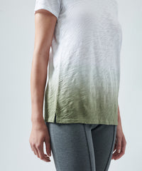 White/ Bay Leaf Slub Jersey Schoolboy Crew Neck Tee | Women's Cotton Short Sleeve Tee by ATM Anthony Thomas Melillo