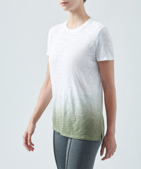 White/ Bay Leaf Slub Jersey Schoolboy Crew Neck Tee | Women's Cotton Short Sleeve Tee by ATM Anthony Thomas Melillo
